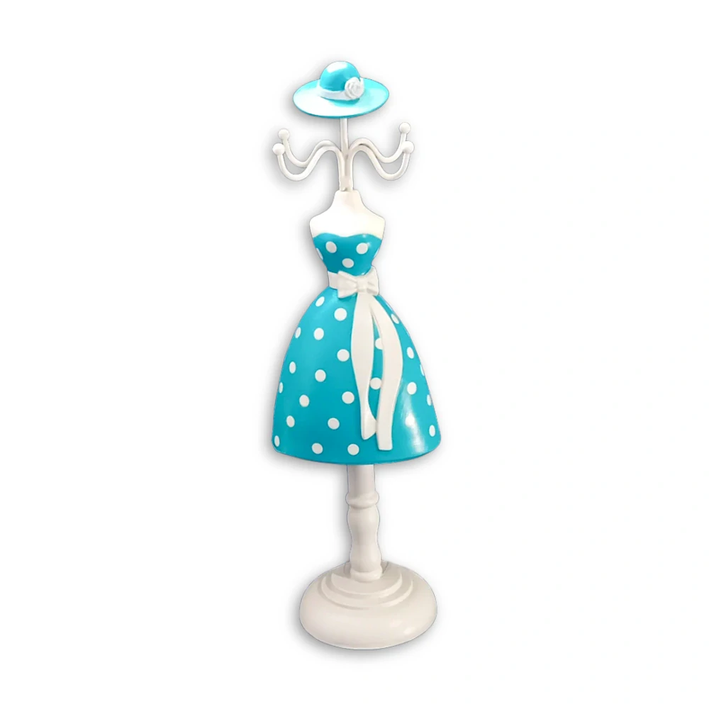 Stojánek na šperky – Tyrkysové šaty s puntíky (Polka Dot)