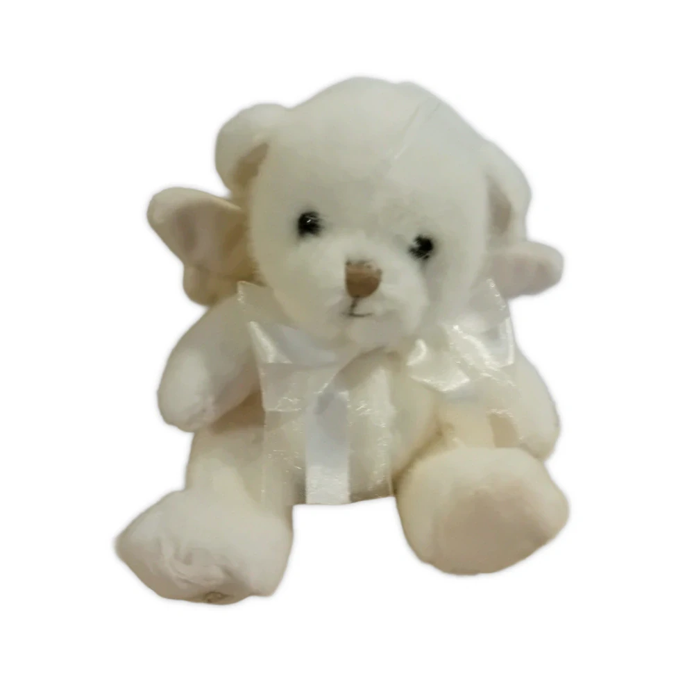 Dillon WHITE medvěd anděl s mašlí na krku 18 cm