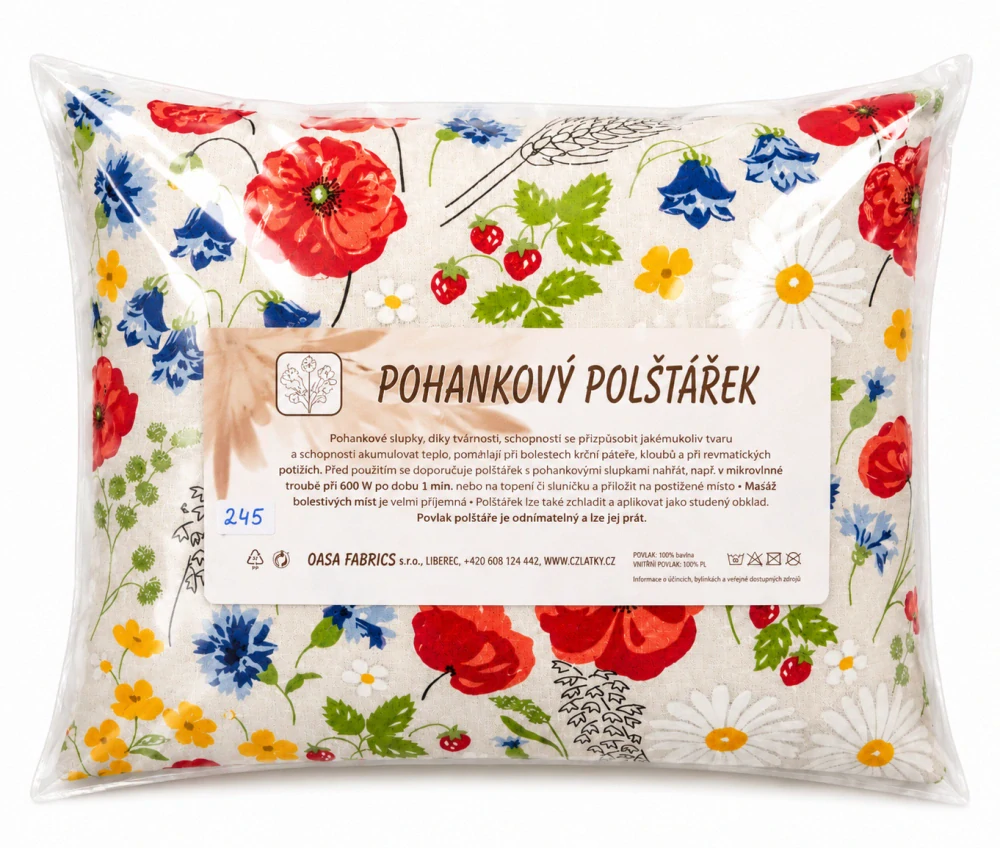 Pohankový polštářek motiv Vlčí mák